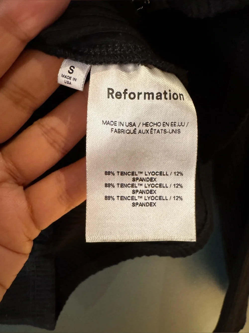 Reformation Black Square Neck Long Sleeve Bodysuit Size Small Corset Detail